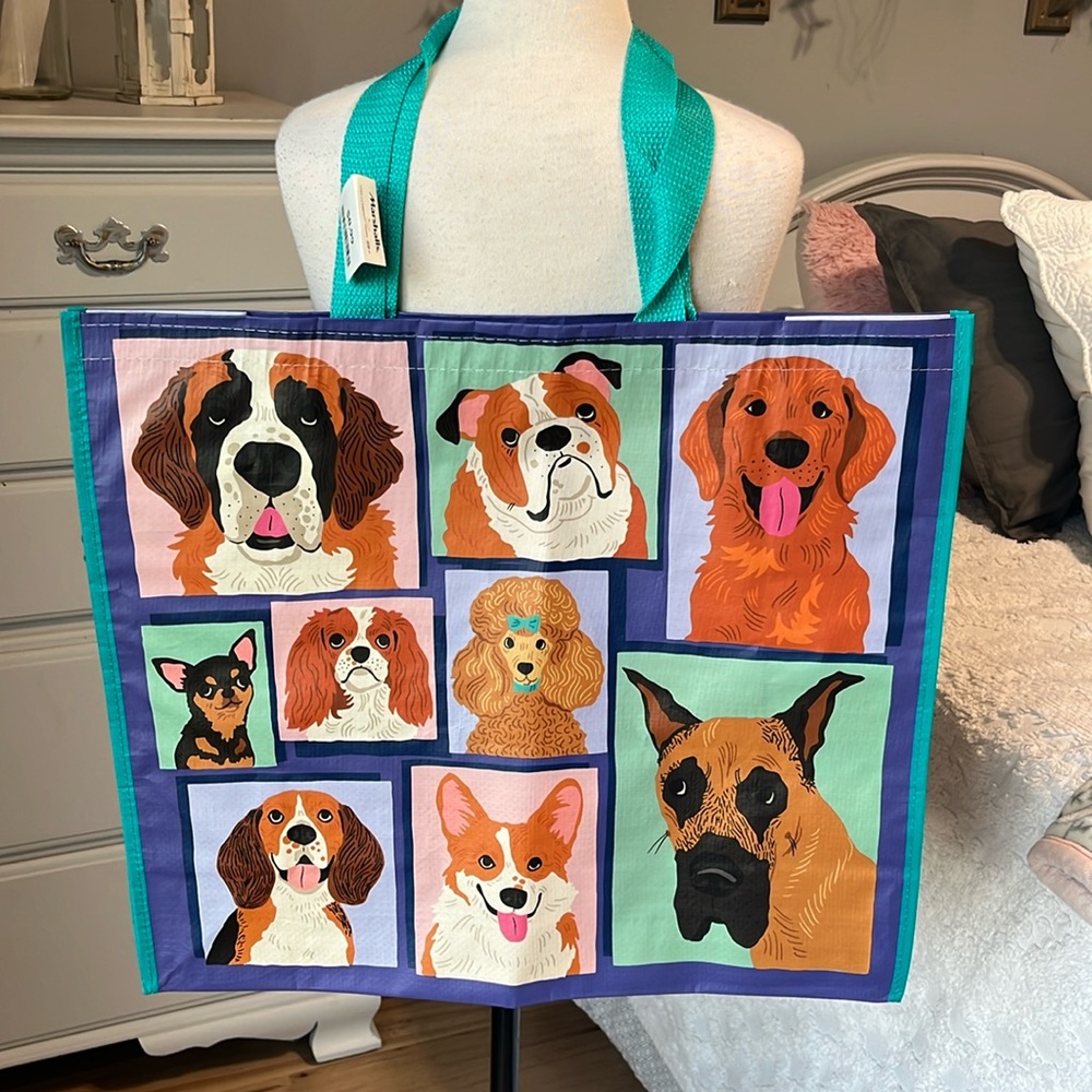 Puppy Dog Large Plastic Carry Shoulder Tote Bag